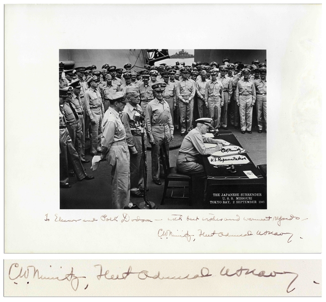 Admiral Chester Nimitz 14 x 11 Signed Photo of the Japanese Surrender